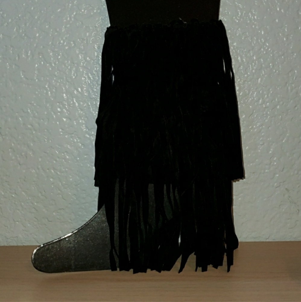 Black Fring Leg Warmers/Boot Covers